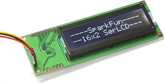Image du produit SparkFun LCD série 16x2 (blanc sur noir) avec PIC 5V (Écran)