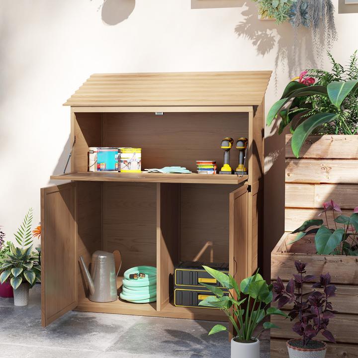 Produktbild Outsunny Gartenschrank Tannenholz Braun
