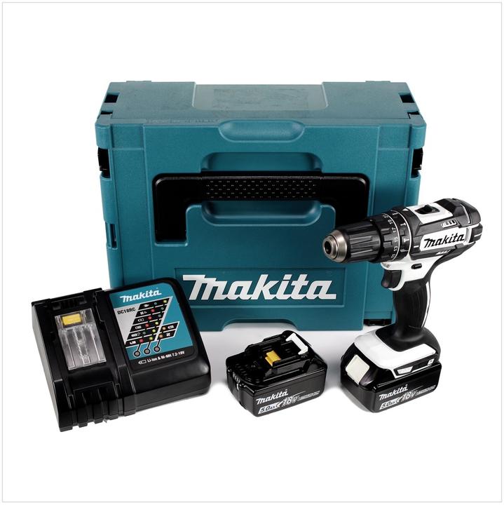 Produktbild Makita DHP 482 RTJ W Akku Schlagbohrschrauber 18V 62Nm + 2x Akkus 5,0Ah + Ladegerät im Makpac 2