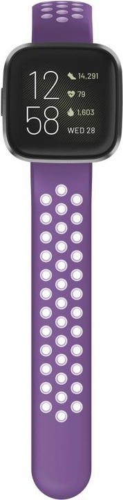 Produktbild Hama Silikon-Sportarmband für Fitbit Versa2/Versa/Versa Lite, lila/grau, univ. (Silikon, Rostfreier Stahl, Versa Lite, Versa)