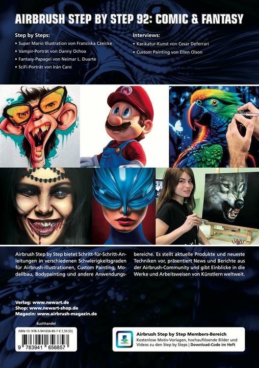 Produktbild Airbrush Step by Step 92 (Deutsch, Katja Hassler, Irán Caro, Roger Hassler, Neimar L. Duarte, Danny Ochoa, Franziska Czeicke, 2024)
