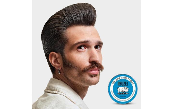 Actual product image Reuzel Blue Strong Hold Pomade for High Shine Look (Hair gel, Hair pomade, Hair wax, 95 ml)