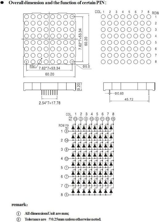 OEM Matrice LED 8x8 ultra luminosa rossa 6x6cm