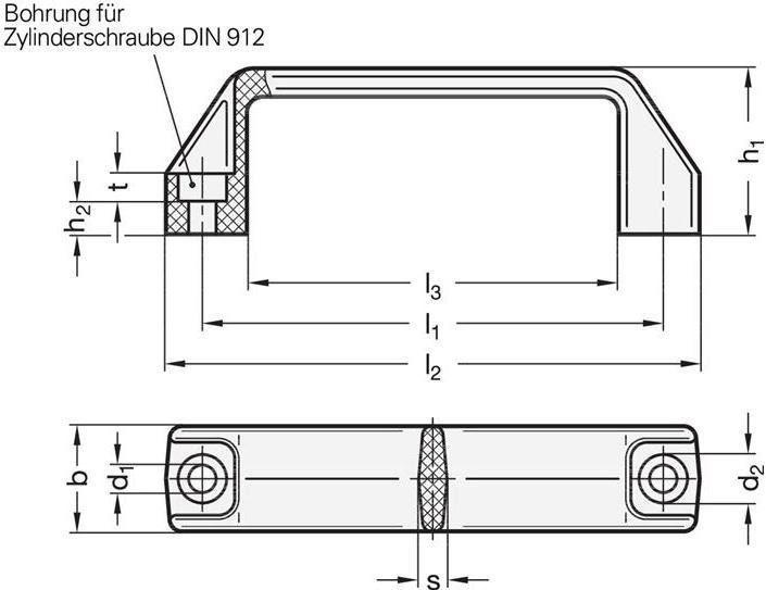 Actual product image Ganter U-handle GN 528 l1 179 ±1 mm d1 8.5 mm