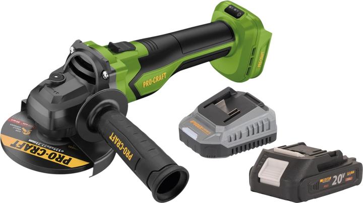 Produktbild Procraft PGA22-BB Akku Winkelschleifer 20 V 125 mm Brushless + 1x Akku 2,0 Ah + Ladegerät (125 mm)