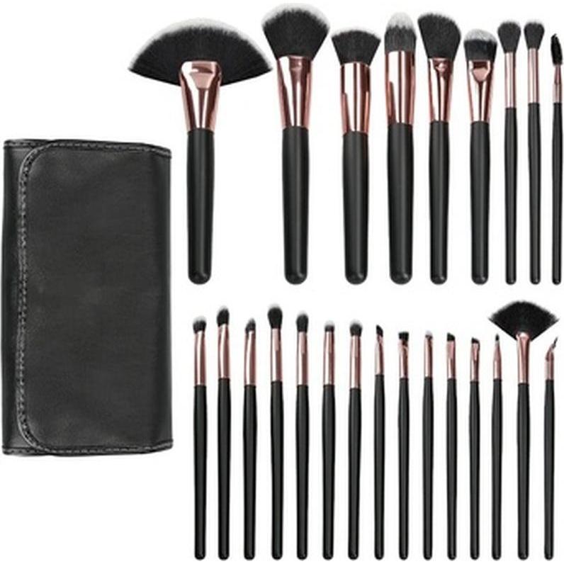 Tools For Beauty Nero Pennello Make-Up, T4b Mimo Set Di 24 Pennelli Da Trucco Con Custodia - (Set)
