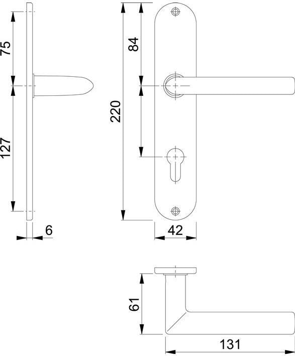 Produktbild Hoppe Langschildgarnitur Stockholm E1140Z/302 Edelstahl F69 PZ 72 mm DIN links / rechts (Türgriff)
