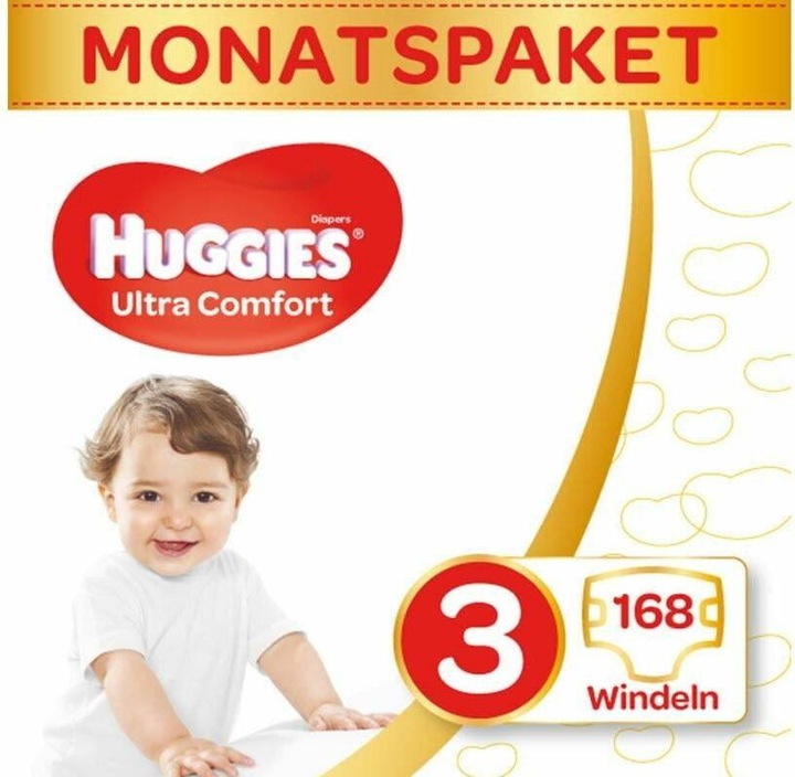 Huggies Windeln Ultra Comfort (Gr. 3, Monatsbox, 168 Stück)