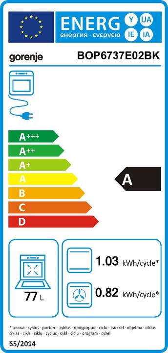 Etichetta energetica Gorenje BOP6737E02BK Forno a pirolisi - Funzione di pulizia