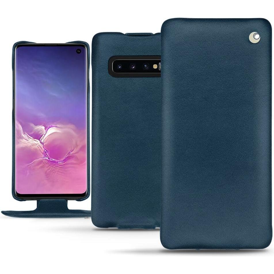 Noreve Lederschutzhülle vertikal (Samsung Galaxy S10), Smartphone Hülle, Blau