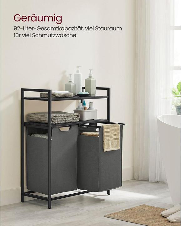 Image du produit Vasagle Wäschekorb mit Ablage Grau (92 l)