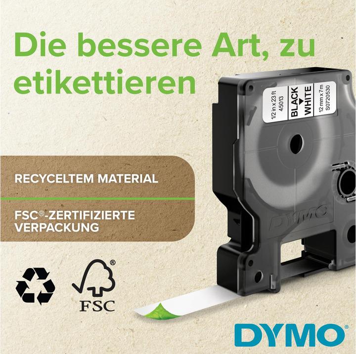 Actual product image Dymo S0720680 Standard Tape (0.90 cm, Black, White)