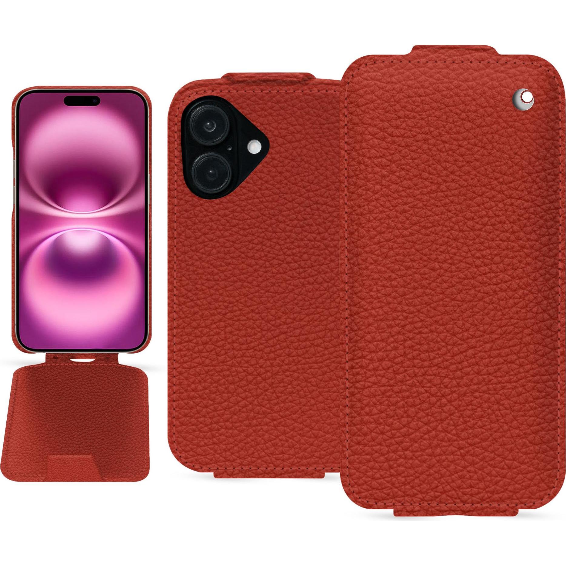 Noreve Lederschutzhülle vertikal (Apple iPhone 16 Plus), Smartphone Hülle, Orange