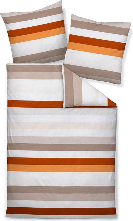Produktbild Janine Mako-Satin Bettwäsche Palermo 31169-04 beige rost orange (135x200 cm, 80x80 cm)