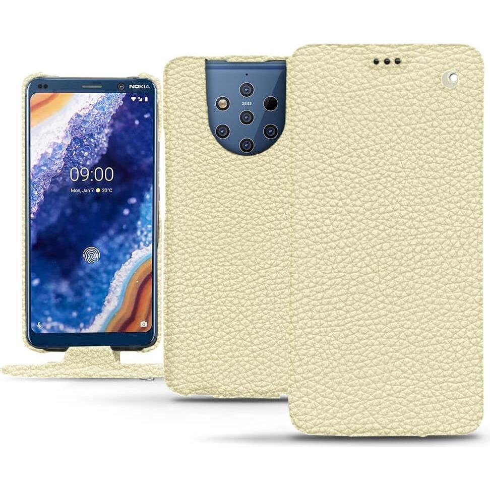 Noreve Lederschutzhülle vertikal (Nokia 9 PureView), Smartphone Hülle, Weiss