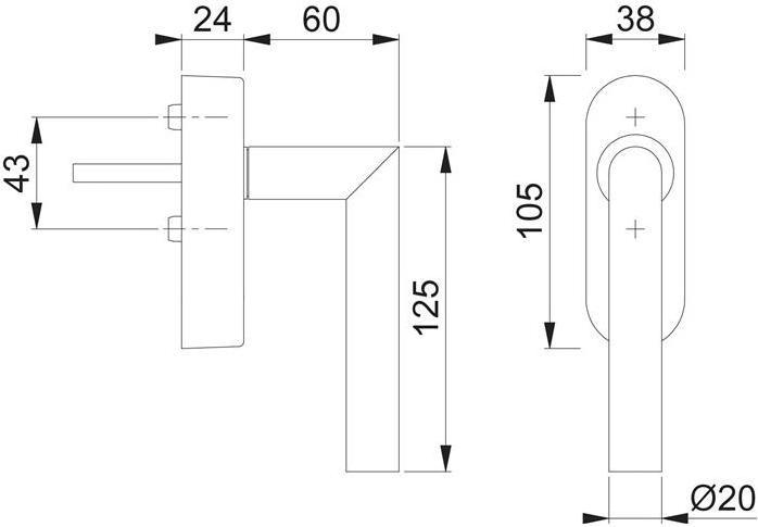 Actual product image Hoppe Window handle F69 20-30 mm