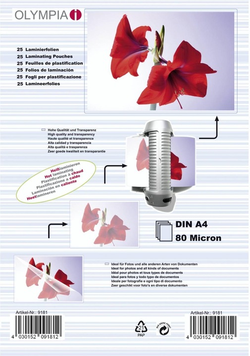 Productafbeelding Olympia DIN lamineerfolies (A4, 25 Stuk, 80 µm)