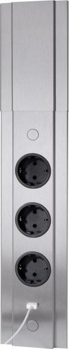 Thebo Corner socket outlet element TOLME 3f socket outlet, 1 USB port, stainless steel, 2m