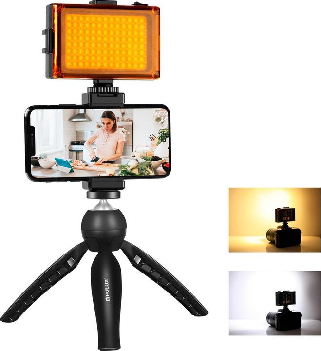 Puluz tripod set for direct recording, tripod + LED lamp + phone buckle PKT3131B (Kunststoff, Metall)