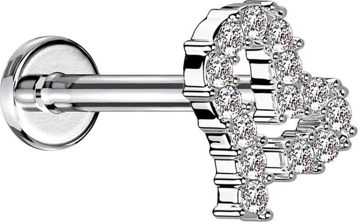 Immagine prodotto Star Piercing Micro Labret filo interno argento cuore cristalli argento (Ottone, Acciaio chirurgico 316L)