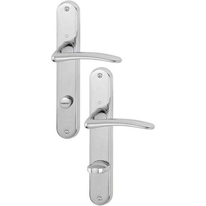 Hoppe, Türgriff + Fenstergriff, Langschildgarnitur Istanbul M171/332P Messing F49 SK/OL 78 mm DIN links (Türgriff)