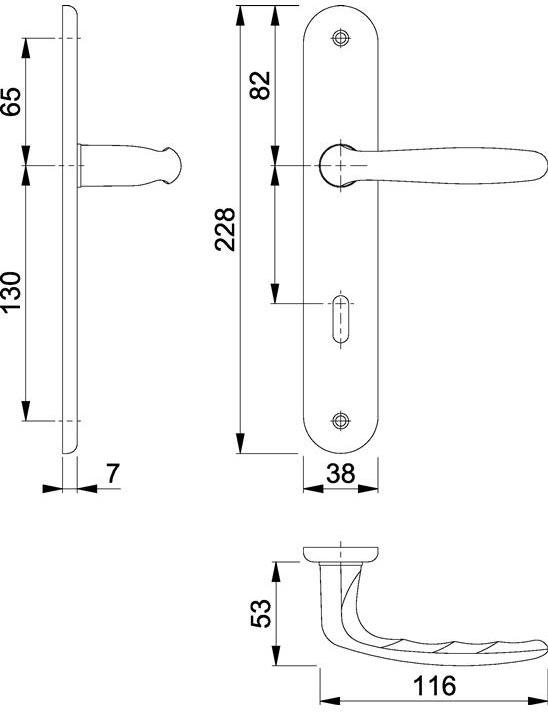 Immagine prodotto Hoppe Set di piastre lunghe Roissy M1941/332P in ottone F71 OB 72 mm DIN sinistra/destra (Set di porte)