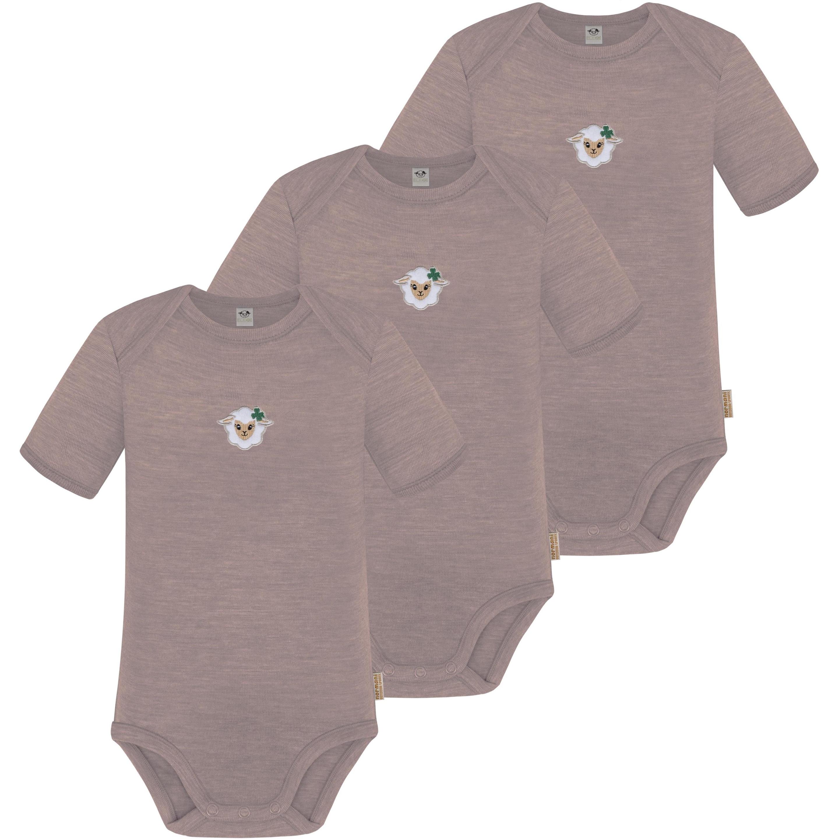Normani, Herren, Body, 3er Set Baby Merino Body Kurzarm „Tauranga" - 9287, Rosa, (74)