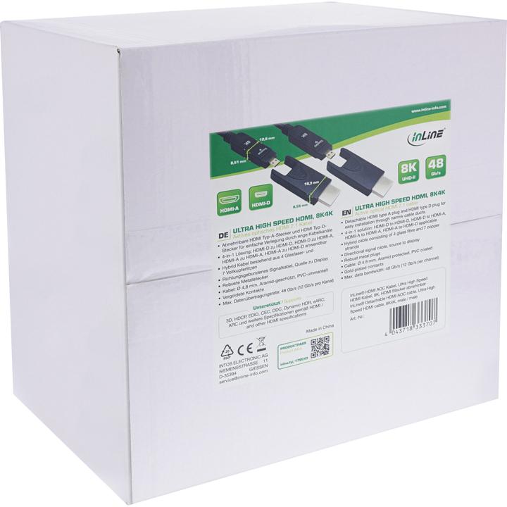 Produktbild InLine HDMI AOC Kabel, Ultra High Speed HDMI Kabel, 8K4K, schwarz, 10m (80 m, HDMI, 2.1)