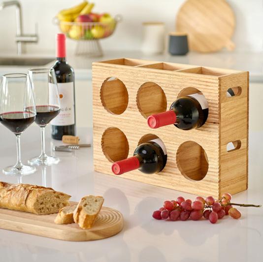 Image du produit Zeller Present Casier à vin "Stripes", pour 6 bouteilles, hévéa (6 bouteilles)