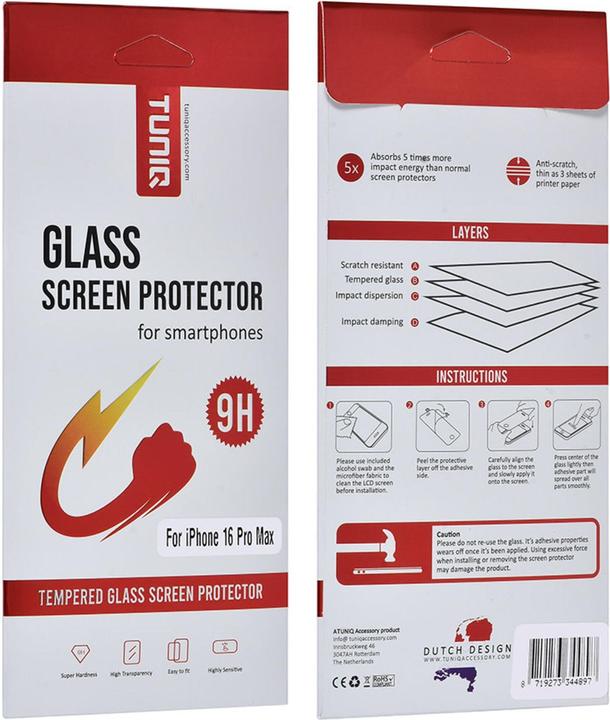 Image du produit Uniq Accessory Panzerglas 9H - iPhone 16 Pro Max - Display Schutzglas (1 pcs, Apple iPhone 16 Pro Max)