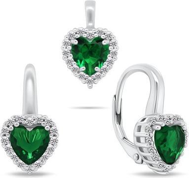 Produktbild Brilio Silver - Silver heart jewelry set with zircons SET273WG (earrings. pendant)