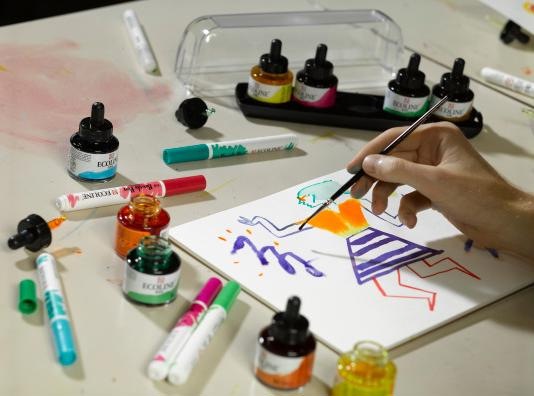 Image du produit Talens Peinture opaque Ecoline (Bleu vif, 30 ml)