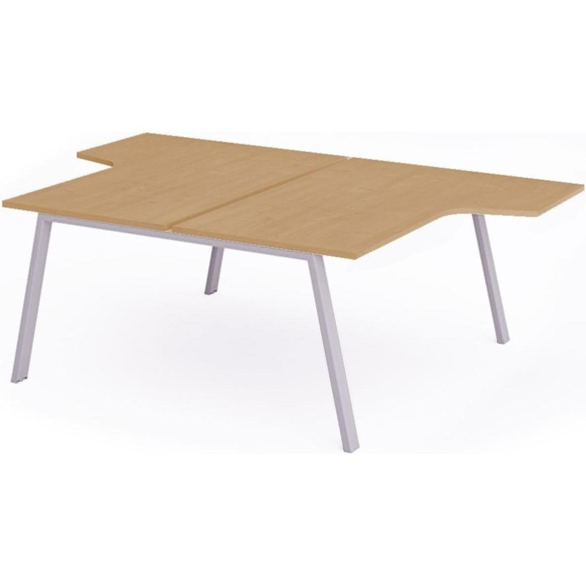 Thumbnail - Rocada, Schreibtisch, Mehrfacharbeitstisch Blanca L-Form BxTxH 180x163x240x73cm Gestell grau Platte Melamin buche