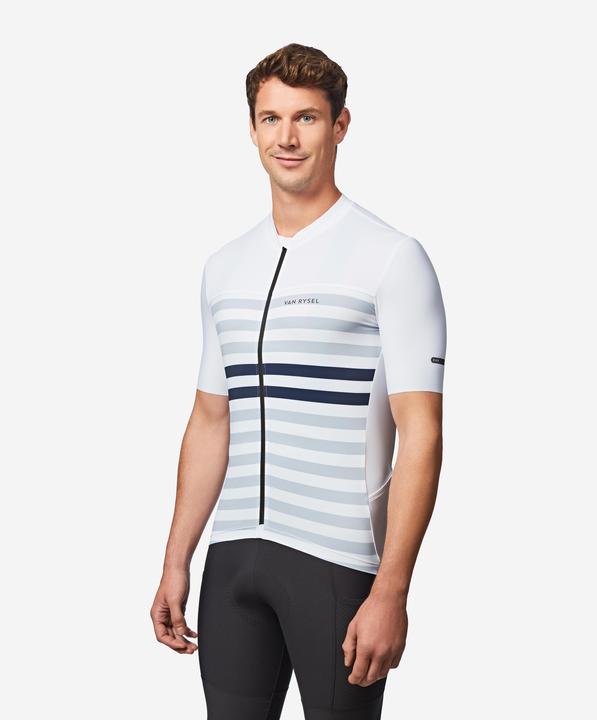 Image du produit Van rysel Maillot vélo route manches courtes été ajusté homme - EDR 2 blanc marinière (M)