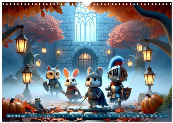 Image du produit Ritterliche Tierfreunde: Ein Jahr voller Spannung und Humor (Wandkalender 2025 DIN A3 quer), CA (A3)
