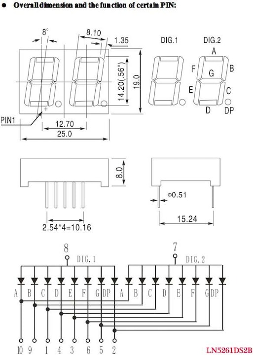 Immagine prodotto OEM Display a 7 segmenti Red Com. Anodo 2 caratteri 14mm (Kit elettronica)