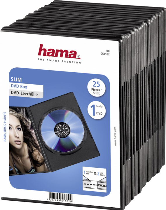 Hama 1x25 DVD-Leerhülle Slim 50% Platzsparnis