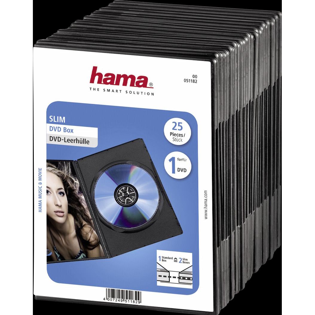 Hama 1x25 DVD-Leerhülle Slim 50% Platzsparnis, Optische Medien Zubehör