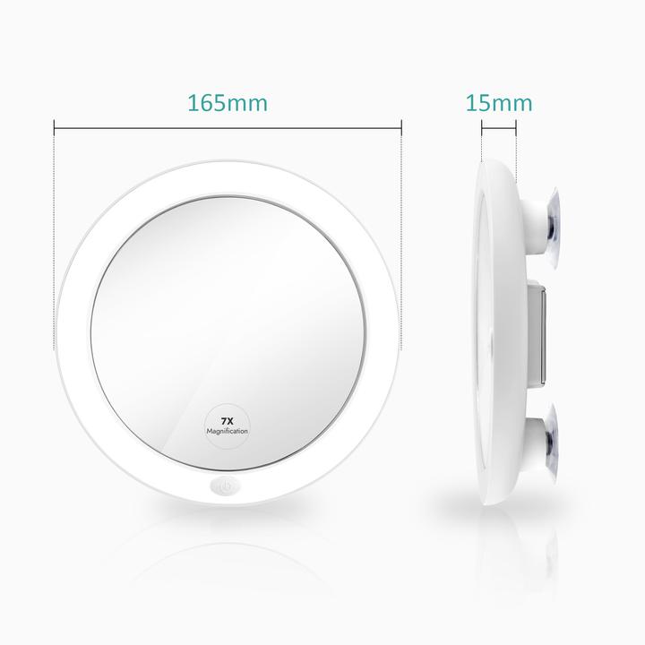 Actual product image Emke Illuminated Cosmetic Mirror with 7X Magnification, Suction Cup, Battery Operated, 165mm