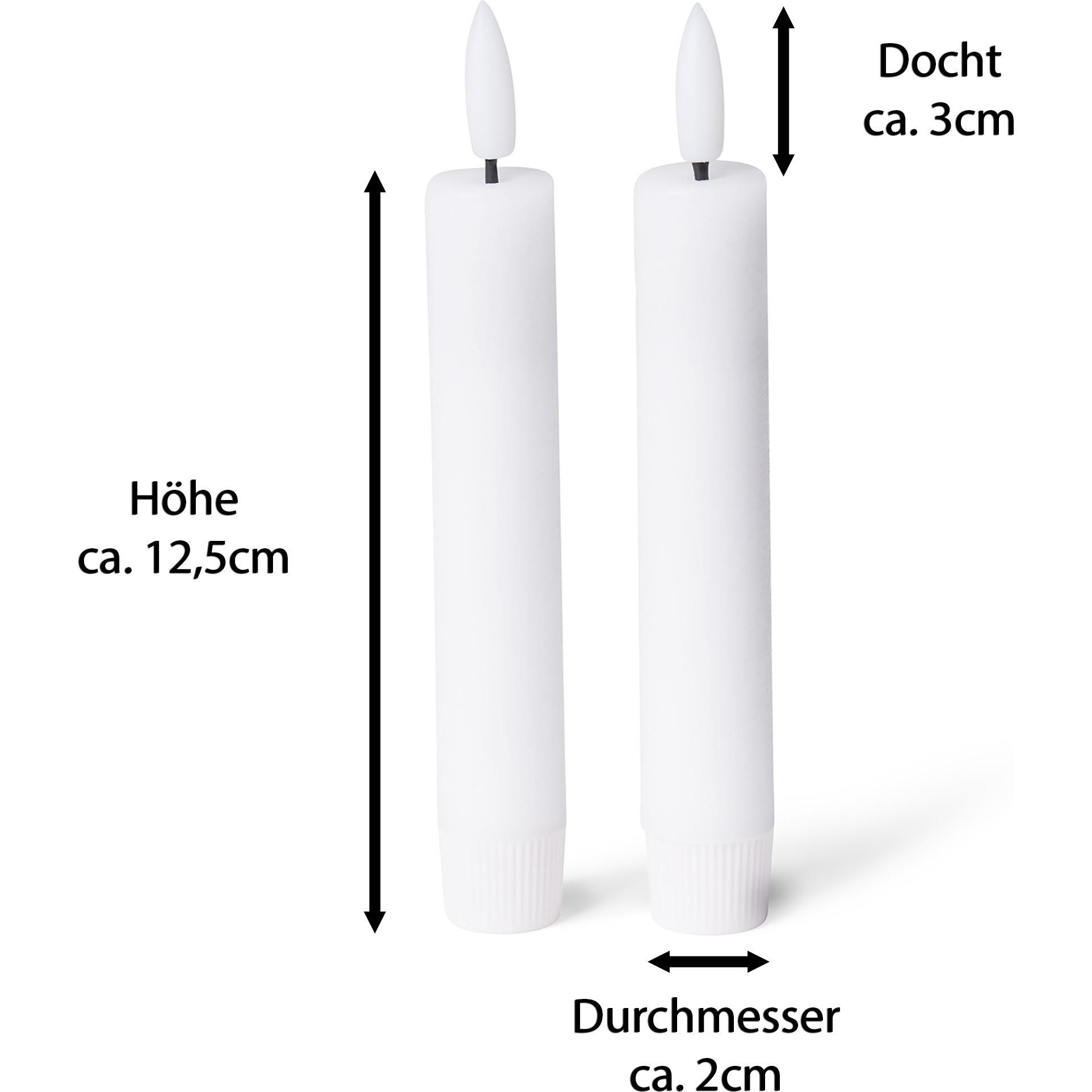 Novaliv, LED Kerzen, LED Stabkerze mit Timer-Funktion 12er Set - Weiße Stabkerze LED Moving Flame Timer - 12,5cm (12 x)