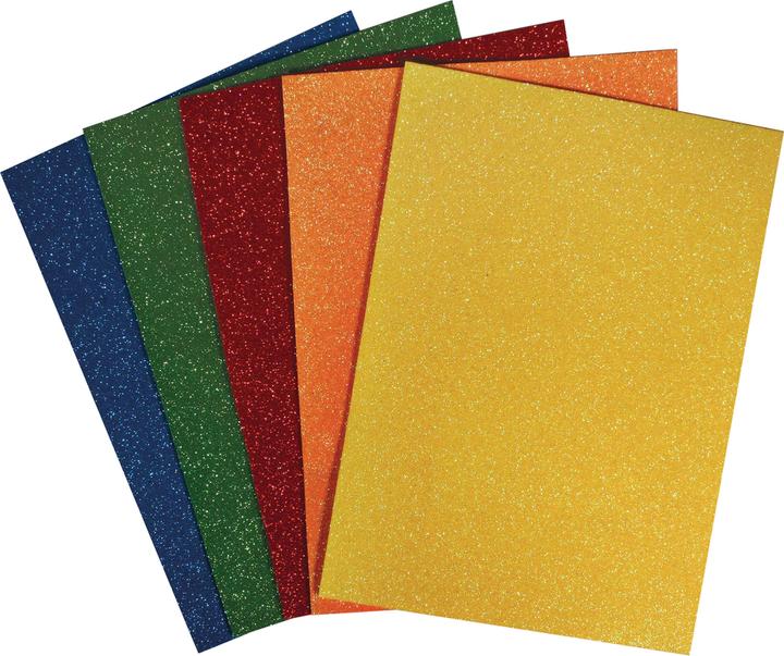 Rayher Moosgummi Platten Set, Glitter, bunt, 5 Stück