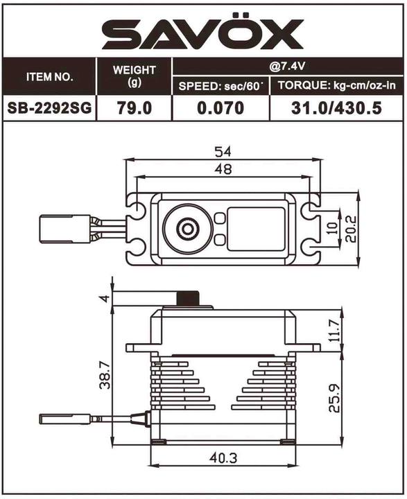 Image du produit Savöx Servo SB-2292SG Digital