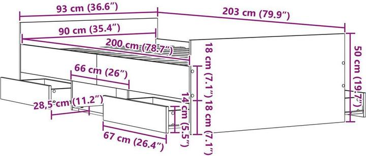 Produktbild vidaXL Moderner Bettrahmen (90 x 200 cm)