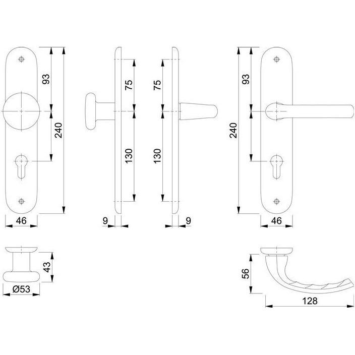 Thumbnail - Hoppe, Türgriff + Fenstergriff, Langschildgarnitur Tôkyô 53/273P/1710 Aluminium F1 PZ 72 mm DIN links / rechts (Türgarni...