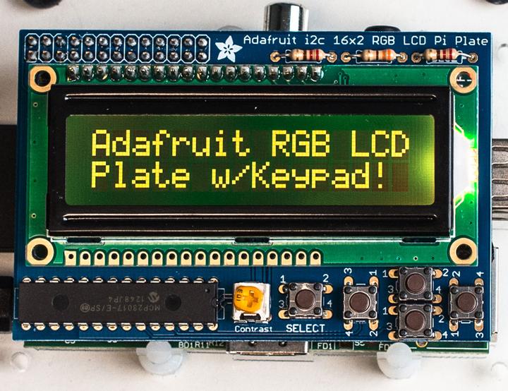 Image du produit Adafruit Kit RGB Negative 16x2 LCD+Keypad pour Raspberry Pi (Kit électronique)