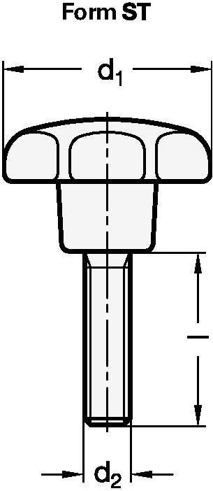 Produktbild Ganter Sterngriff GN 6336.4 Sterngriffschraube Kunststoff d1 32 mm d2 M 6 mm l25 mm (25 Schrauben pro Stück)