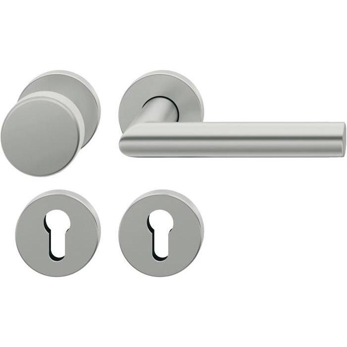 FSB, Türgriff + Fenstergriff, Rosettengarnitur 12 1076 Aluminium 0105 rund PZ DIN links / rechts flach D/K (Türgarnitur)