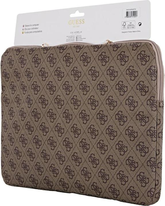 Actual product image Guess Bag Sleeve 14" 4G Zipper Pocket Triangle Logo brown (14")