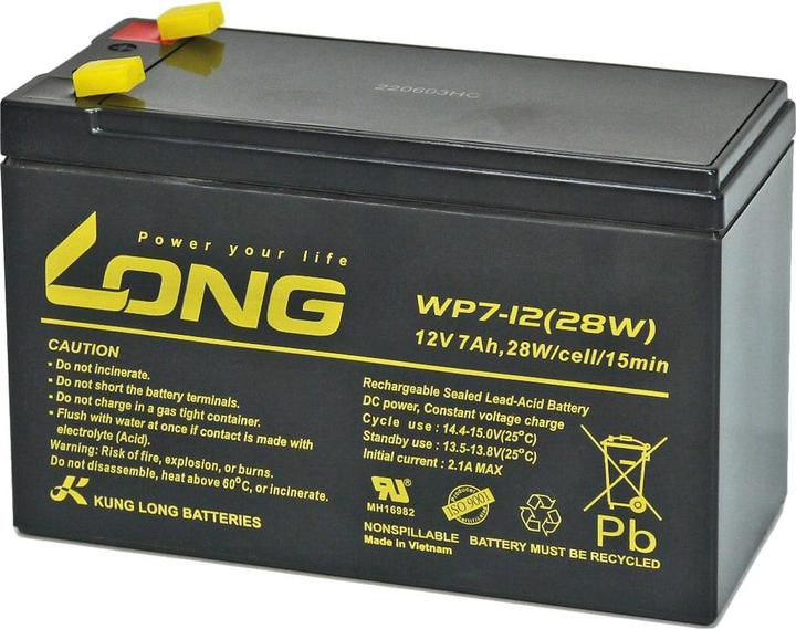 Long WP7-12(28W)-M/F2 WP7-12(28W)-M/F2 Batteria al piombo 12 V 7 Ah al piombo (AGM) (W x (12 V, 7 Ah)