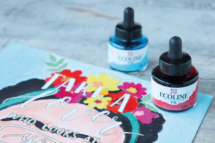Produktbild Talens Ecoline Set (Zitronengelb, Magenta, Sky Blue, Green, Black, 150 ml)